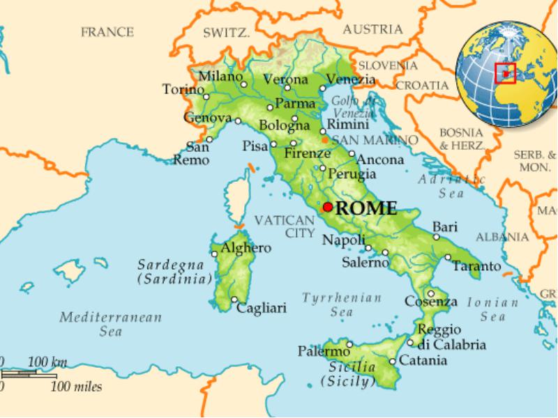 Где на карте располагается рим. Расположение Италии на карте Европы. Границы Италии на карте. Географическое положение Италии.