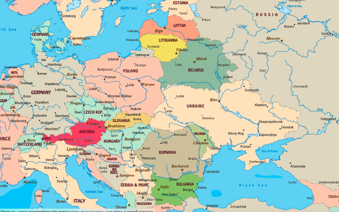 Восточная европа и россия страны. Юго Восточная Европа карта со странами. Юго Восток Европы на карте. Страны Центрально Восточной Европы на карте.